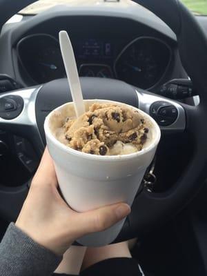 Medium cookie dough arctic swirl. Just under four dollars.