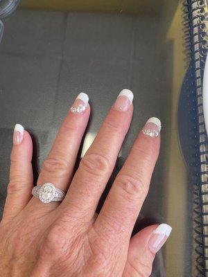 First time for me with nail extensions. Wendy added bling to make them extra special for my wedding.