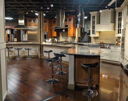 Cabinets, counters, appliances, and more. Our showroom has plenty of options to build your kitchen.