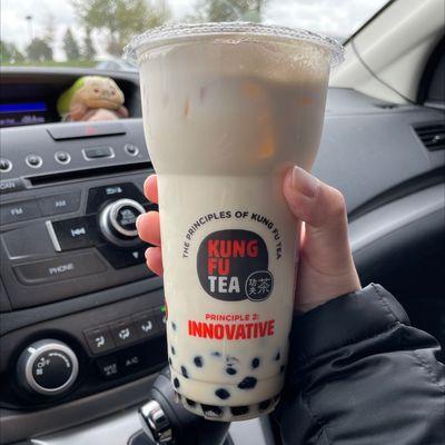 Large Honey Milk Green Tea with Boba