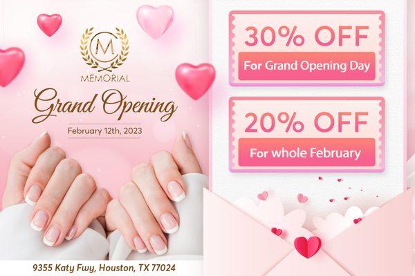 GRAND OPENING
February 12th, 2023
30% OFF on Grand Opening Day
20% OFF through February