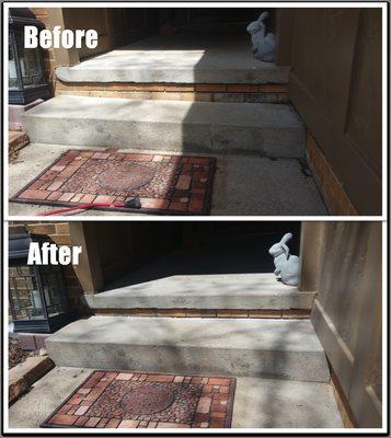 Omaha poly foam mudjacking project.  These steps were settled over 3" on one side.  ConcreteMedic was able to solve the problem!