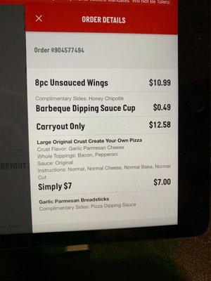 Papa John's order.