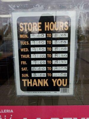 new updated hours