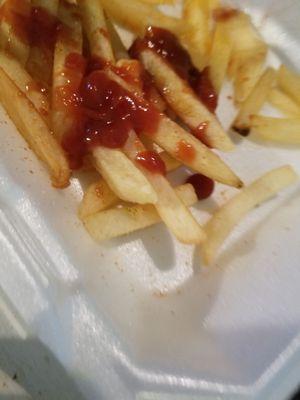 Fries hot and crisp.