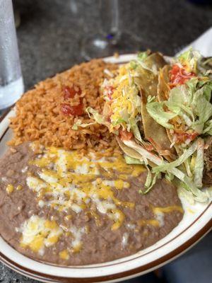 7. Two Tacos, Rice & Beans