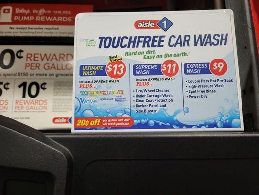 Carwash prices, March 2022