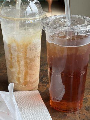 Salted Caramel Frappe and Peach Sweet Tea