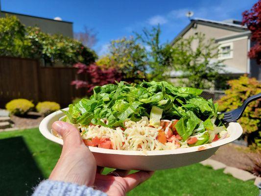 Yummy chicken burrito bowl with extra lettuce! Just how I like it!