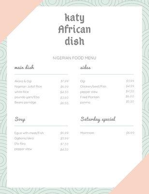 Our Menu