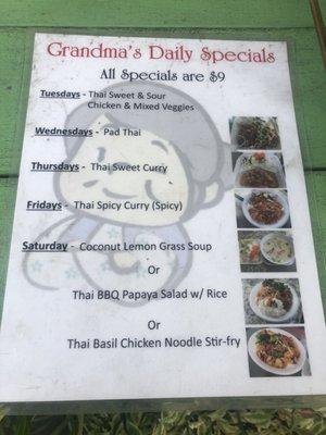 Specials menu