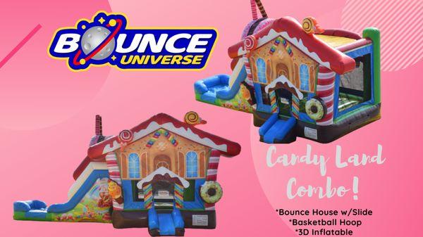 Our Newest Candy Land Combo. Perfect for girls and boy are welcome in too! We specialized in renting bounce https://www.bounceuniverse.com