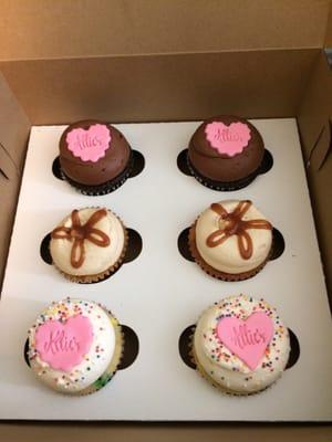 Allie's cupcakes - chocolate, salted caramel, and birthday cake flavors