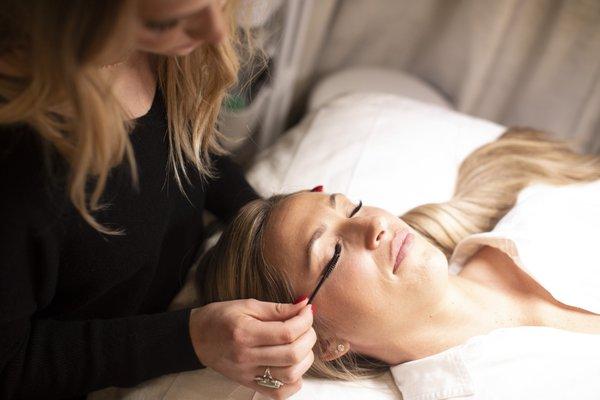 Lash Extensions Being Applied