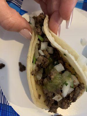 Asada taco w/green salsa