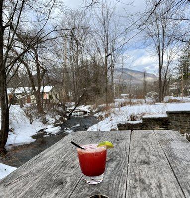 Tequila drink with Mountain View with the babbling creek. Awesome!