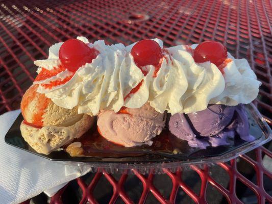 Beer butter raspberry and UBe sundae