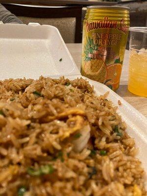 Shrimp Fried Rice & Hawaiian Sun Pineapple Orange