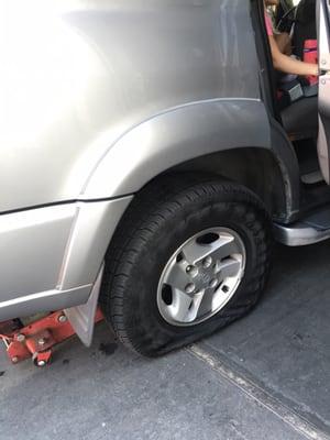 That ugly flat tire that brought us to Vallarta Tire.