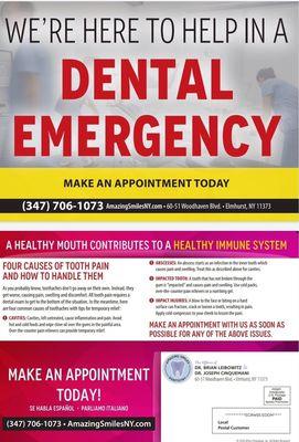 We are here for any Dental Emergency