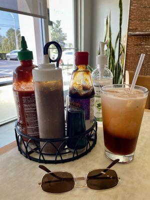 Yummy Thai tea and LOVE that they have hand sanitizer at each table.  TYVM!