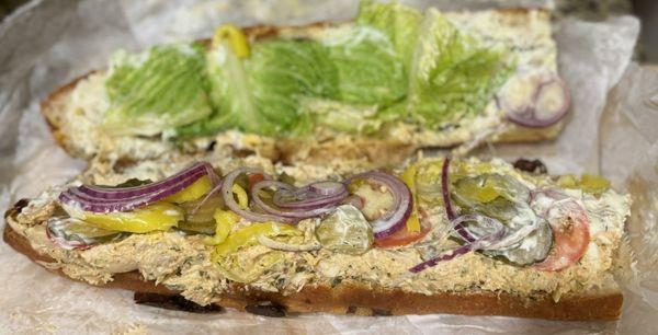 Chicken salad sub open face