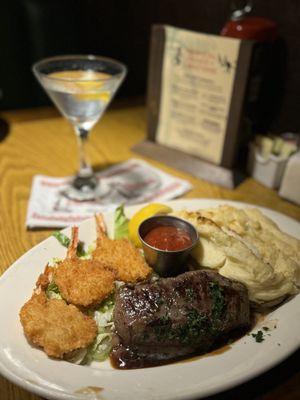 Damon's surf and turf with fried shrimp.