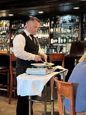 Our waiter deboning a Bronzino table side