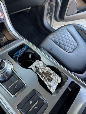 Smoked fentanyl pills that the last renter of this vehicle left in the center console