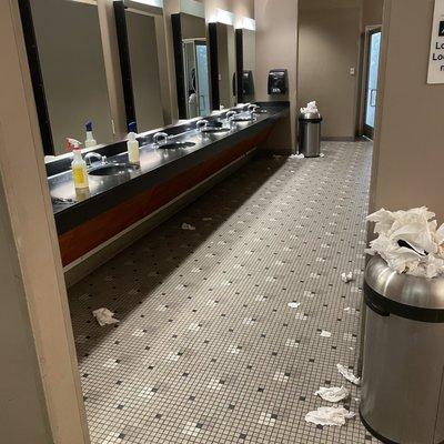 Trashed locker room taken at around 8 am today..