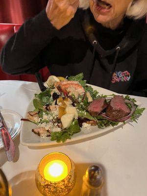 Trio salad of Betsy's, Steak  Salad and Shrimp Caesar