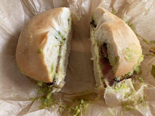 Egg & Cheese on a Bagel with bacon and Avocado