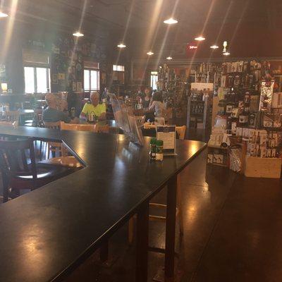 The Coffee Grounds shares space with a well-stocked wine, liquor, beer & cigar store. A craft brewery is next door.