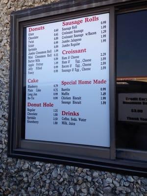 Drive-thru menu