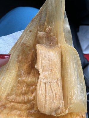 Tamale size when unwrapped corn husk