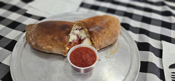 Ham,Pepperoni,and Salami Calzone