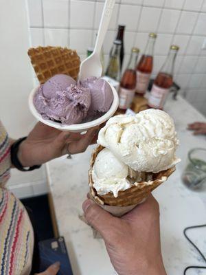 Lavender ice cream and honey vanilla bean