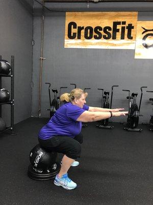 Pat working on her squats!