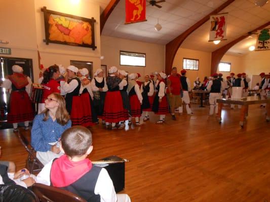 Oinkari Basque Dancers as they get ready to perform.