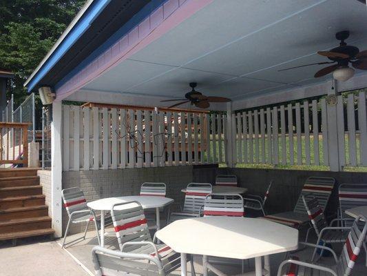 This shaded oasis in the pool area provides an escape from the heat!