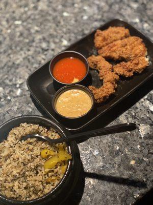 Thai fried rice and catfish nuggets