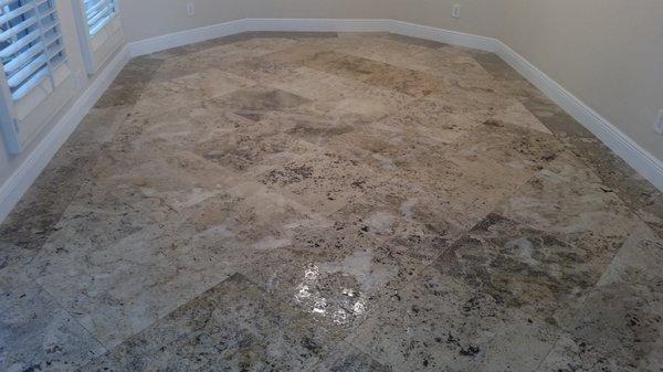 Travertine Floor Before cleaning.