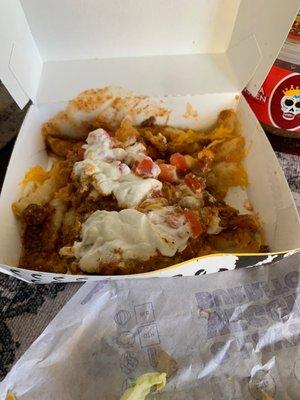 Rewarmed chili fries