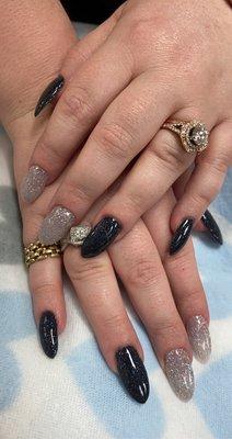 Black and glitter silver