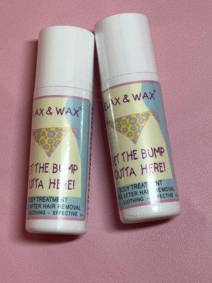 Relax n wax- get the bump outta here. Safe to use right after waxing.