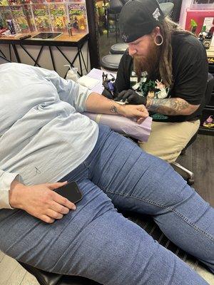 The wife getting her tattoo