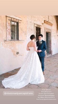 Photographer: Love Tribe Weddings  Photo Location: The Mission San Juan Capistrano Reception Venue: Plaza De Magdalena, SJC, Ca