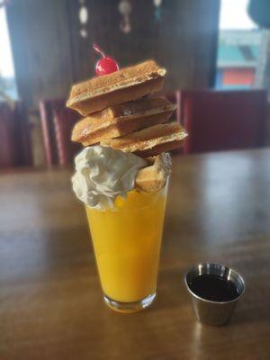 Mimosa with waffles