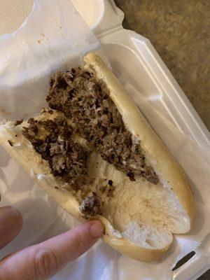 Plane cheese steak. More bread than anything!