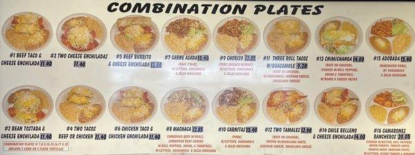 Combinations menu plates